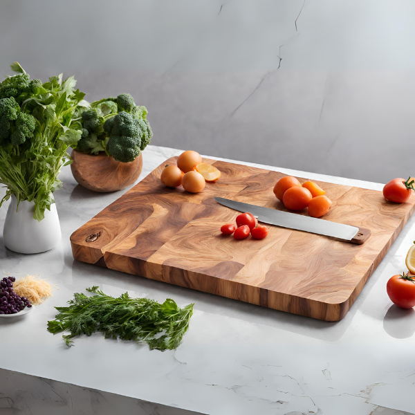 Acacia Wood Cutting Board | Large 16" × 11.3" | Large Wooden Prep Station